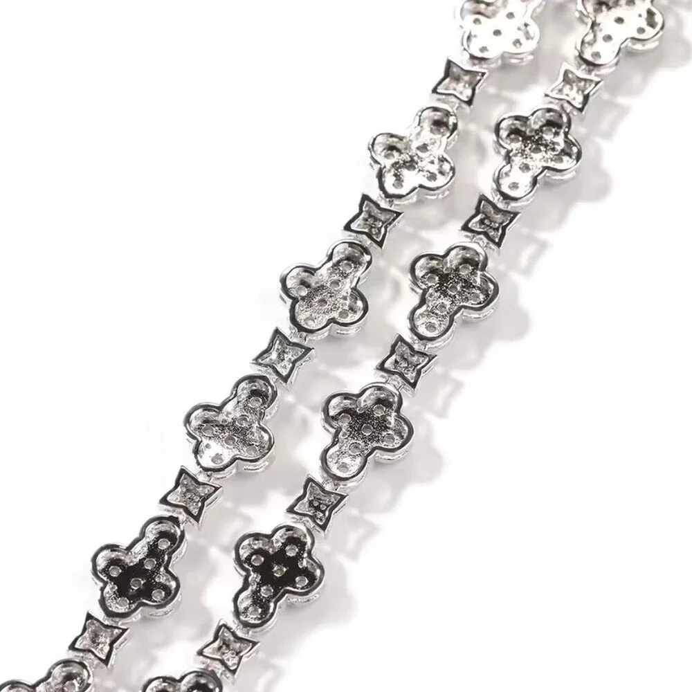 Iced Out Cross Link Bracelet 8inch